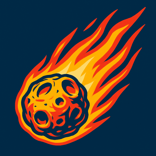 draw a falling meteor.
In-Game asset.  2d.  High contrast.  No shadows