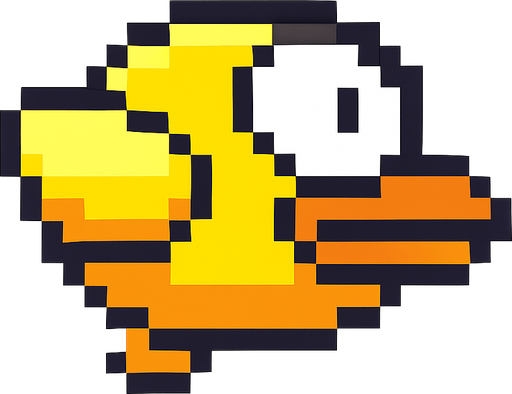 Bird flappy.
In-Game asset.  2d.  High contrast.  No shadows
