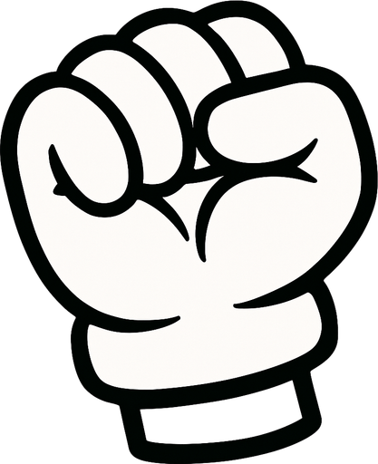 White glove curled into a fist.
In-Game asset.  2d.  High contrast.  No shadows