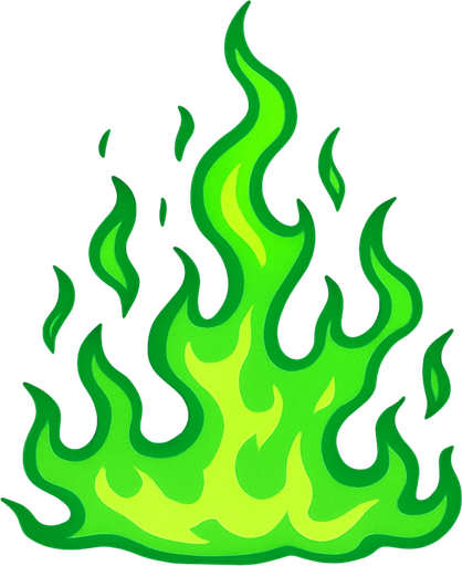green fire.
In-Game asset.  2d.  High contrast.  No shadows