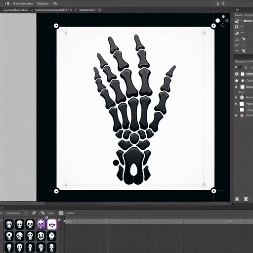 stylized skeleton hand.
Single Game Texture. In-Game asset. 2d. Blank background. High contrast. No shadows.