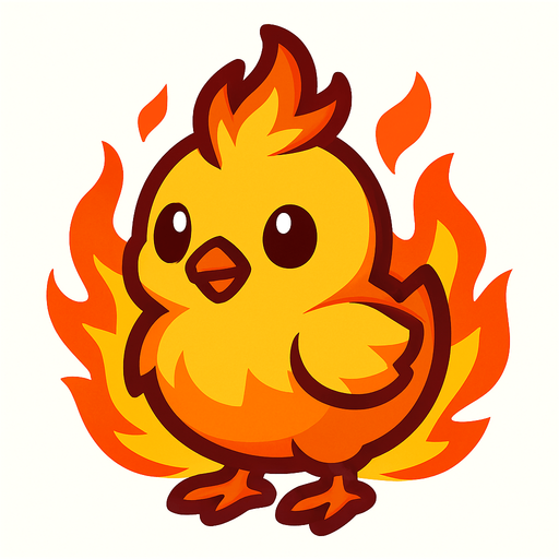 ateş civcivi.
In-Game asset.  2d.  High contrast.  No shadows