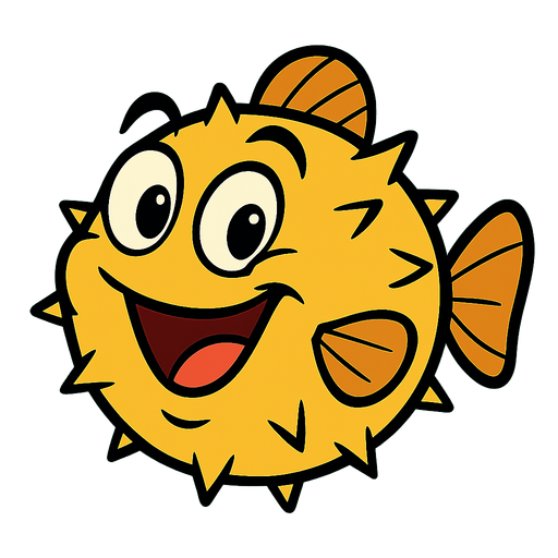 pufferfish disney 2d image style.
In-Game asset.  2d.  High contrast.  No shadows