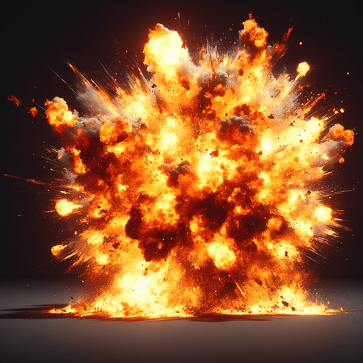 brutal fire explosion.
Single Game Texture.  In-Game asset.  2d.  Blank background.  High contrast.  No shadows