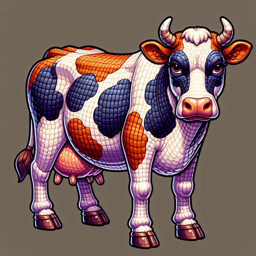 a cow.
Single Game Texture. In-Game asset. 2d. Blank background. High contrast. No shadows.