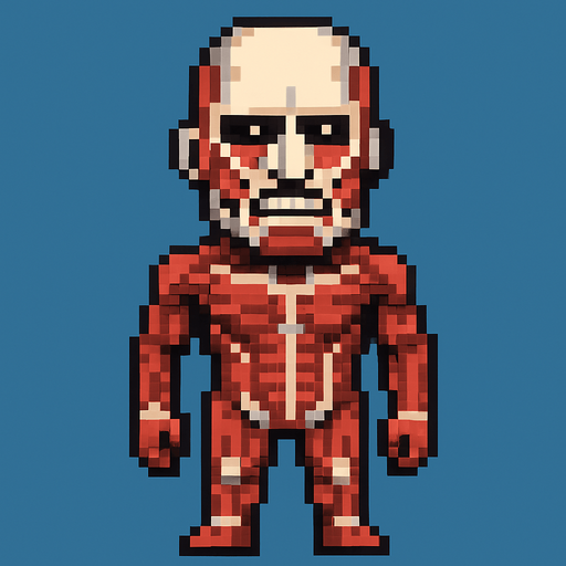 attack on titan 
colossal titan
pixel art.
In-Game asset.  2d.  High contrast.  No shadows