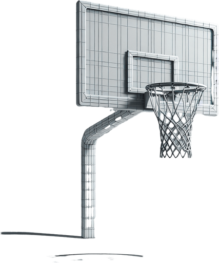 Basketball basket.
Single Game Texture. In-Game asset. 2d. Blank background. High contrast. No shadows.