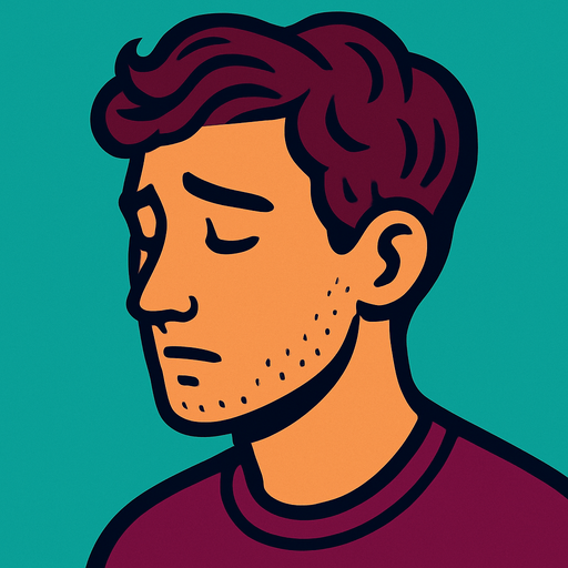 profile photo of a sensitive man.
In-Game asset.  2d.  High contrast.  No shadows