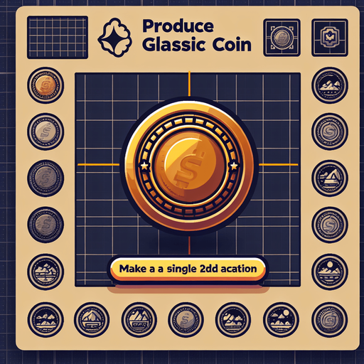 A single coin.
Single Game Texture. In-Game asset. 2d. Blank background. High contrast. No shadows.