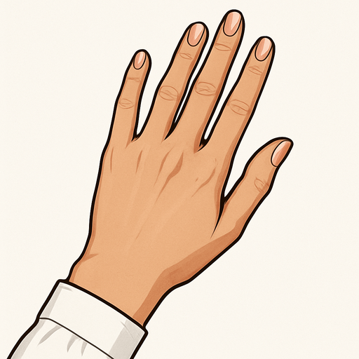 Mano de una persona femenina con camisa blanca vista desde arriba con un estilo realista.
In-Game asset.  2d.  High contrast.  No shadows