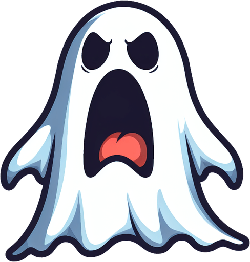 screaming ghost.
Single Game Texture. In-Game asset. 2d. Blank background. High contrast. No shadows.