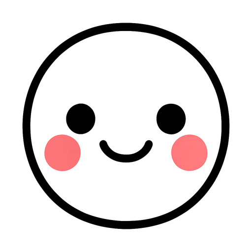 linear features cute face frameless.
In-Game asset.  2d.  High contrast.  No shadows