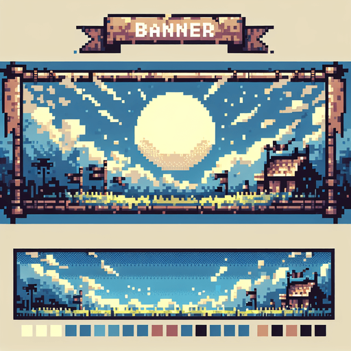 A banner to show a message, pixel art.
Single Game Texture. In-Game asset. 2d. Blank background. High contrast. No shadows.