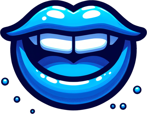 Make a cartoon styled mouth that is blue.
Single Game Texture.  In-Game asset.  2d.  Blank background.  High contrast.  No shadows