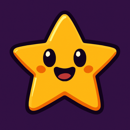 cartoonish star.
In-Game asset.  2d.  High contrast.  No shadows