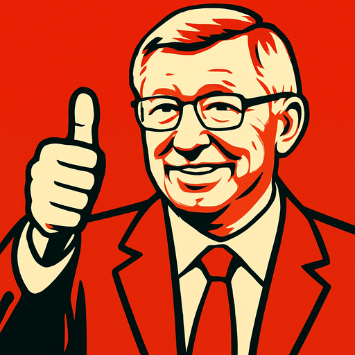Alex Ferguson ıs makıng thumbsup.
In-Game asset.  2d.  High contrast.  No shadows
