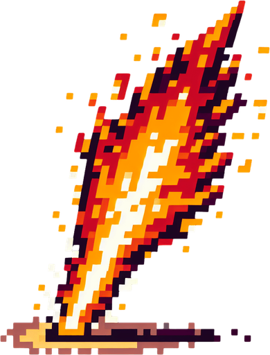 8-bit. 2d. fire from a thruster. vertical position. no background. in game asset..
Single Game Texture. In-Game asset. 2d. Blank background. High contrast. No shadows.