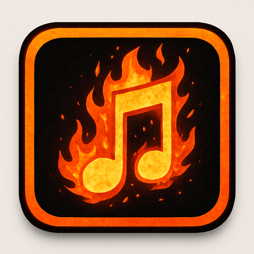 Generame una boton con dentro de forma de una nota musical con efectos de fuego
..
In-Game asset.  2d.  High contrast.  No shadows