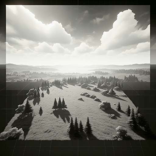 empty battlefield. meadow without trees. direct top down view. horizon in distance..
Single Game Texture. In-Game asset. 2d. Blank background. High contrast. No shadows.