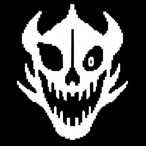 Flat staring gaster blaster Undertale.
In-Game asset.  2d.  High contrast.  No shadows