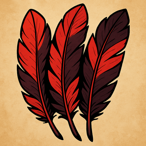 plumas rojas y oscuras.
In-Game asset.  2d.  High contrast.  No shadows