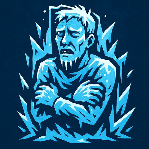 Frozen human.
In-Game asset.  2d.  High contrast.  No shadows