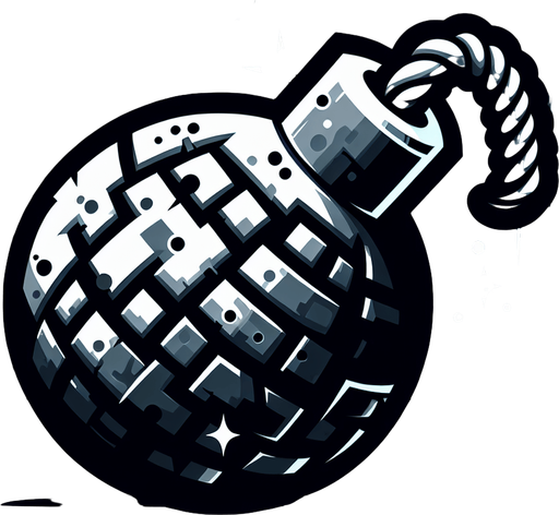 bomb.
Single Game Texture. In-Game asset. 2d. Blank background. High contrast. No shadows.