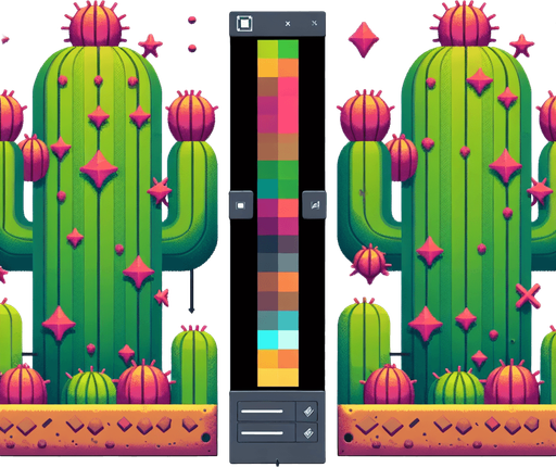 Cactee.
Single Game Texture.  In-Game asset.  2d.  Blank background.  High contrast.  No shadows