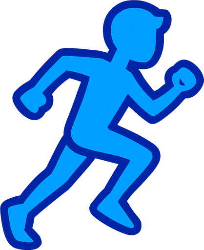 blue runner running.
In-Game asset.  2d.  High contrast.  No shadows