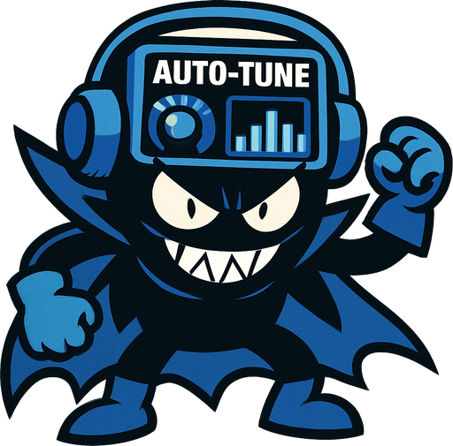 Autotune malicioso personificado como enemigo.
In-Game asset.  2d.  High contrast.  No shadows