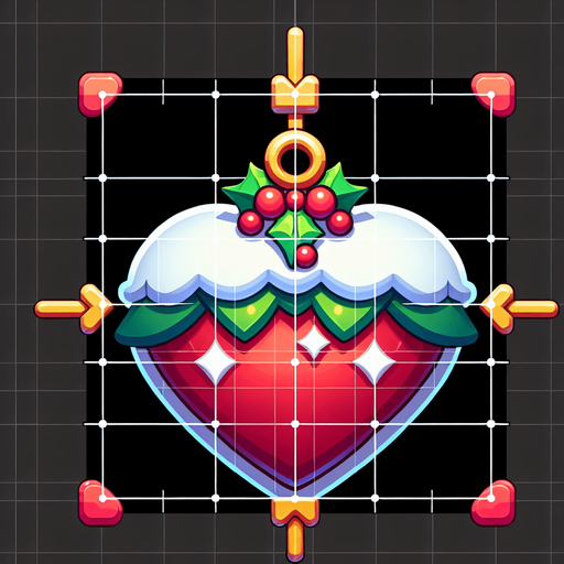a heart christmas decoration. Single Game Texture. In-Game asset. 2d. Blank background. High contrast. No shadows.