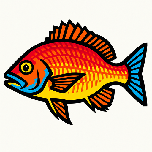 A snapper. 80s arcade machine graphics. 
Swimming Side profile. White background. 
In-Game asset.  2d.  High contrast.  No shadows