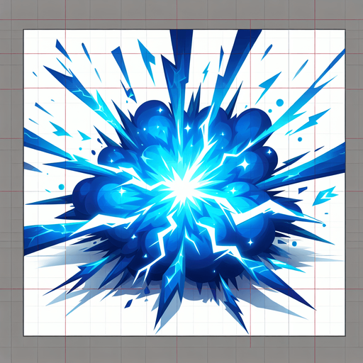 blue thunder explosion.
Single Game Texture.  In-Game asset.  2d.  Blank background.  High contrast.  No shadows