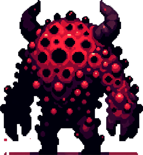 monster dark red.
Single Game Texture.  In-Game asset.  2d.  Blank background.  High contrast.  No shadows