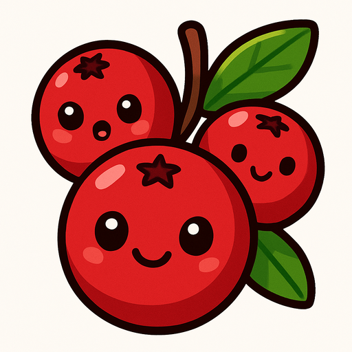 Cranberry’s with cute face.
In-Game asset.  2d.  High contrast.  No shadows