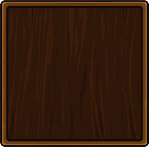 haz una caja con bordes estrechos y el fondo de color madera oscuro.
In-Game asset.  2d.  High contrast.  No shadows