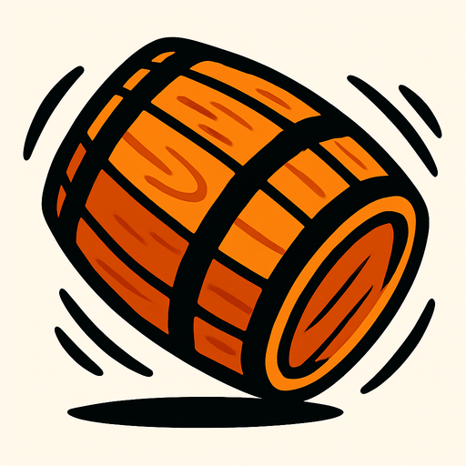 barrrel rolling.
In-Game asset.  2d.  High contrast.  No shadows