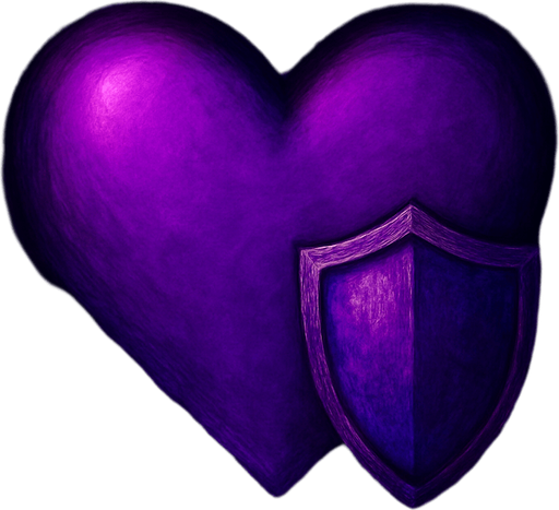 heart with shield. a small shield to the right of the heart