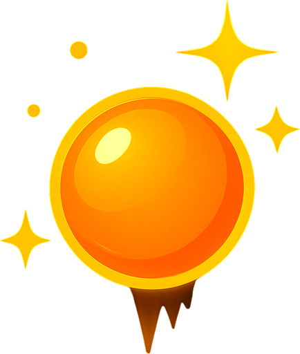 "Küçük boyutlu, parlak turuncu renkte, yuvarlak bir 'Orb' (enerji küresi) asseti oluştur. Bu orb, oyuncu tarafından toplandığında skor artışına neden olmalı ve hafif bir toplama efekti (parlama, yok olma animasyonu) göstermeli..
In-Game asset.  2d.  High contrast.  No shadows