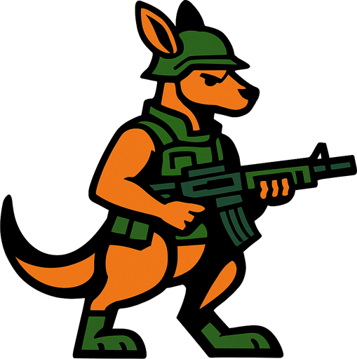 kangaroo soldier.
In-Game asset.  2d.  High contrast.  No shadows