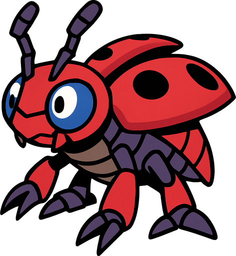 Tentomon viendo a la derecha, perspectiva isometrica.
In-Game asset.  2d.  High contrast.  No shadows