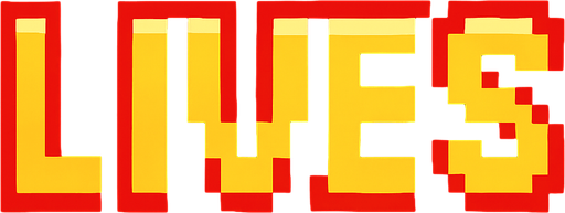 texto hecho con pixeles que diga lives.
In-Game asset.  2d.  High contrast.  No shadows