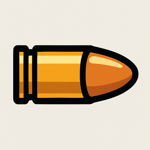 A bullet.
In-Game asset.  2d.  High contrast.  No shadows