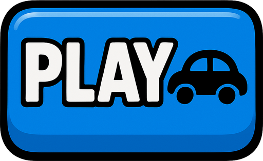 Usntunde play yazan araba temali mavi bir dugme.
In-Game asset.  2d.  High contrast.  No shadows