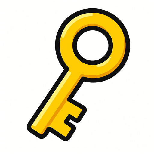 yellow key.
In-Game asset.  2d.  High contrast.  No shadows