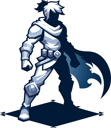 hero.
Single Game Texture.  In-Game asset.  2d.  Blank background.  High contrast.  No shadows