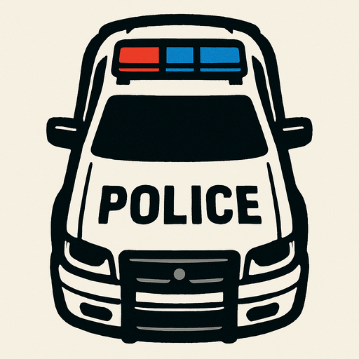 üstten görünümlü polis arabası çiz.
In-Game asset.  2d.  High contrast.  No shadows