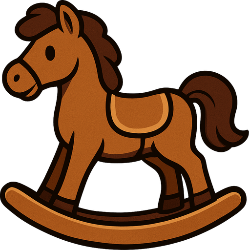 Brown rocking horse.
In-Game asset.  2d.  High contrast.  No shadows