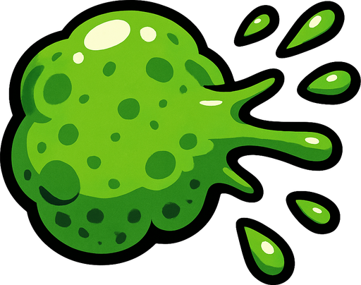 Yesil top halinde tukuruk.
In-Game asset.  2d.  High contrast.  No shadows
