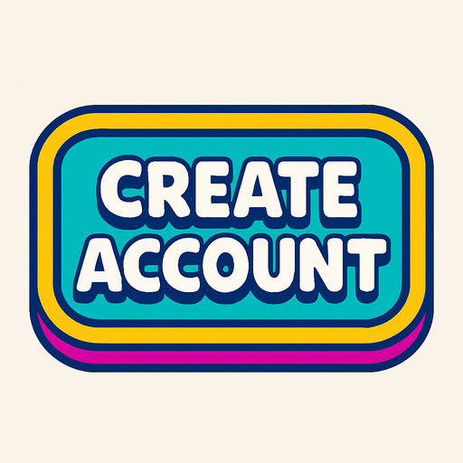 a create account button for signing up in a game supa kid friendly and modern.
In-Game asset.  2d.  High contrast.  No shadows